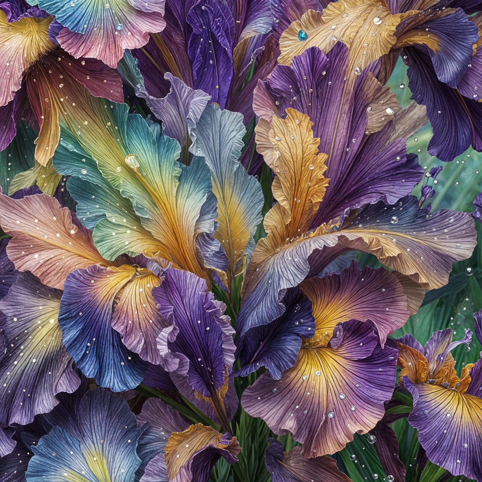 Rainbow Colored Iris Flower in Bloom