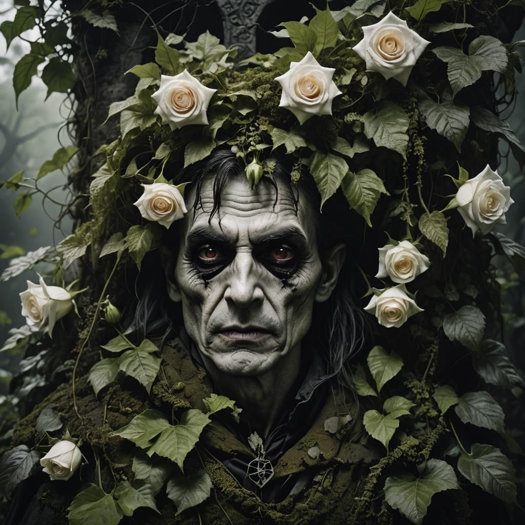 Dracula's Tomb with Roses and Bats