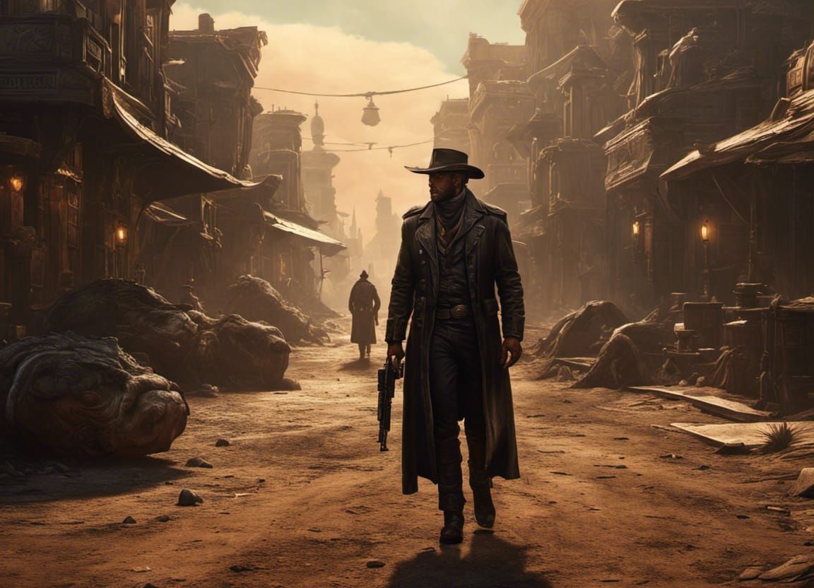 Gunslinger on Alien World: Dark Fantasy Concept Art