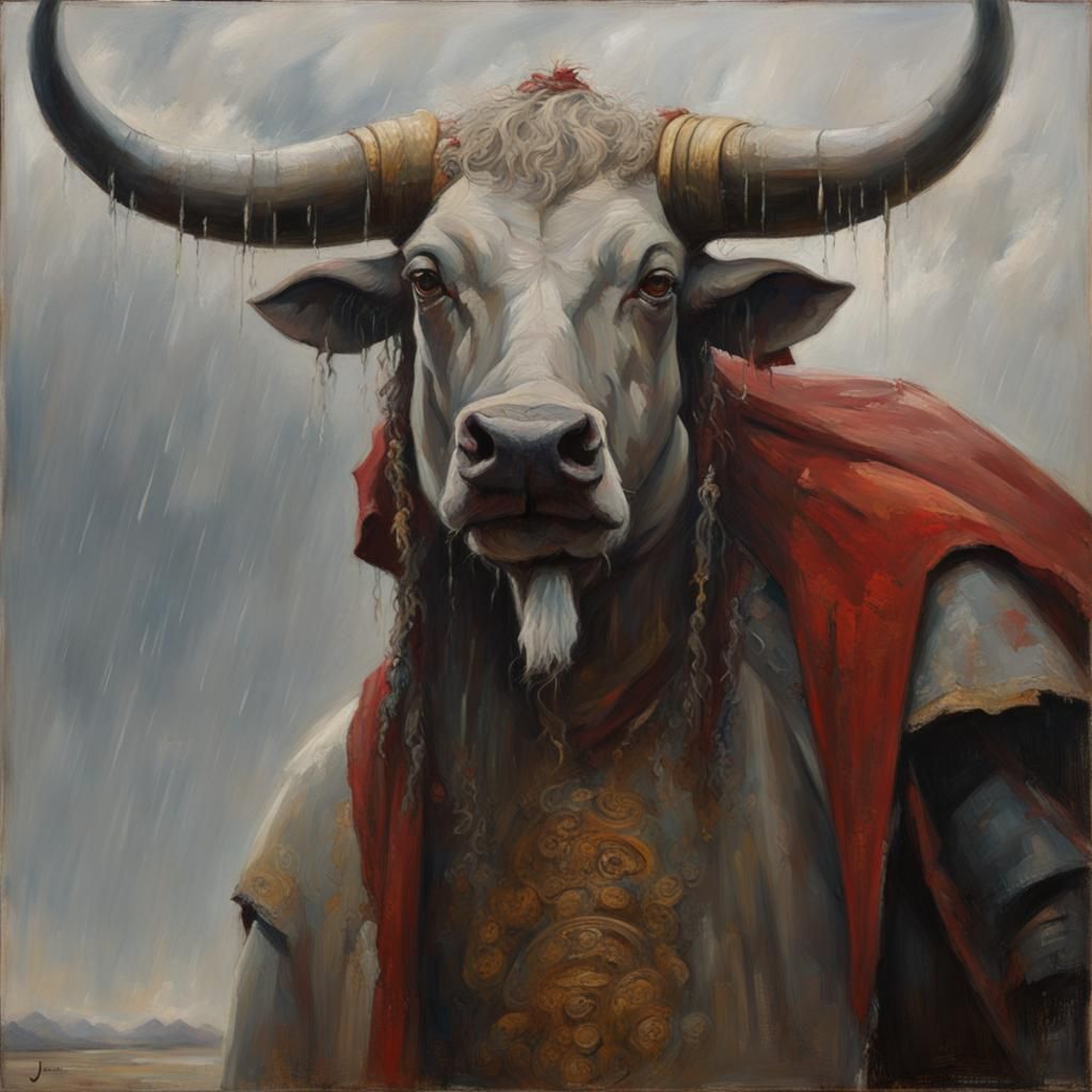 Ba'al, Bull-Headed Human in Oil Painting Style
