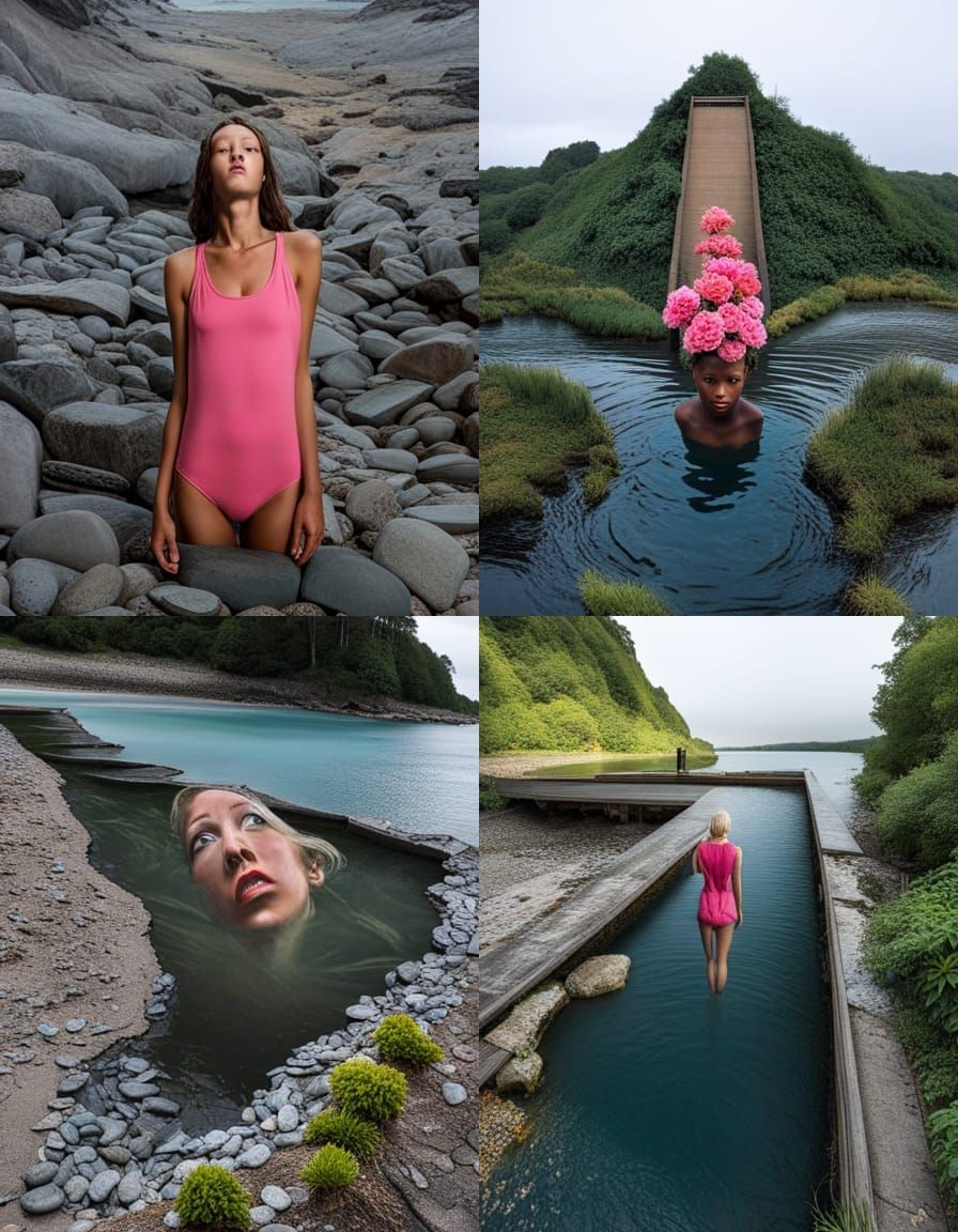 Serene Woman Portrait in Mural Style