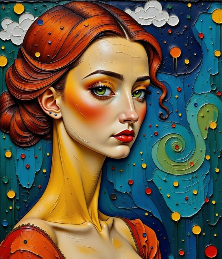 Expressive Portrait of a Woman in Abstract Expressionist Sty...