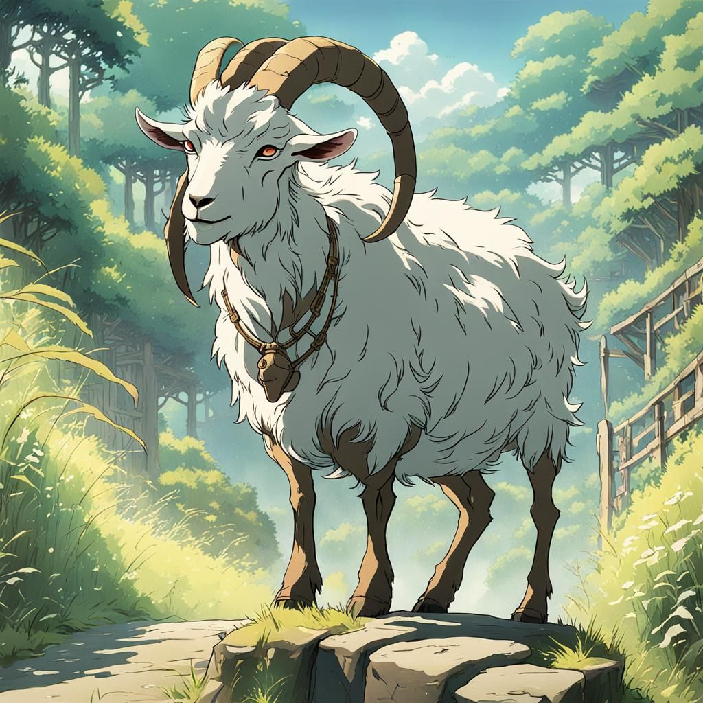 Anime Goat Man in Studio Ghibli Style