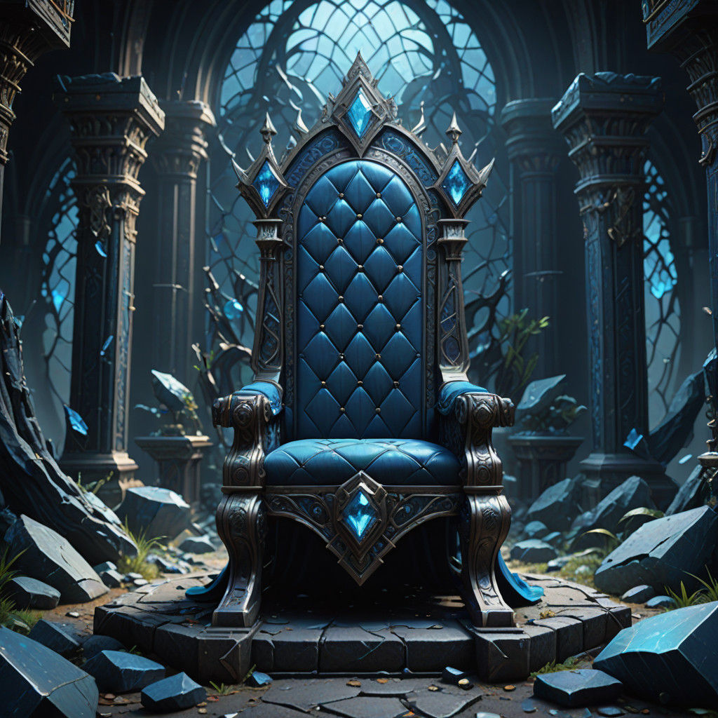 Surreal Throne Room in Vibrant Blue and Diamond