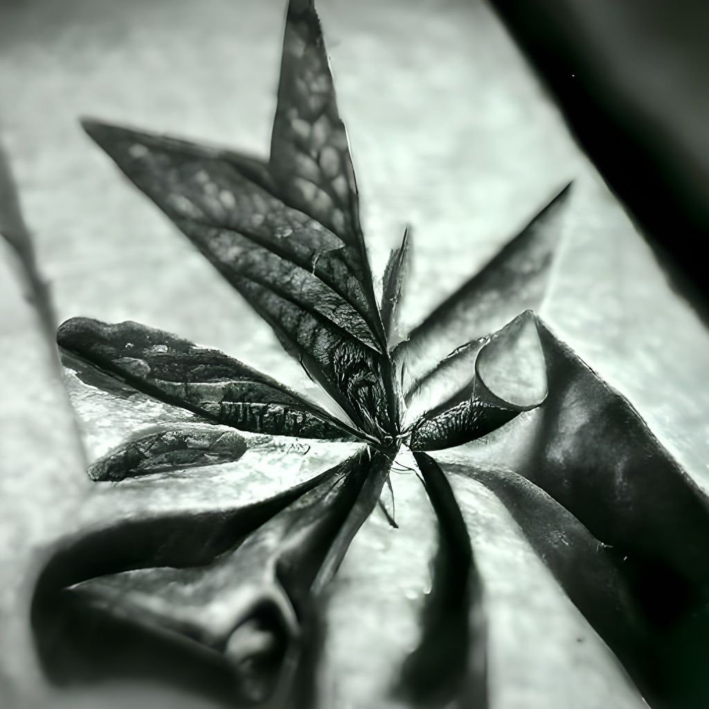 Hyperdetailed Charcoal Drawing of Marijuana Leaf