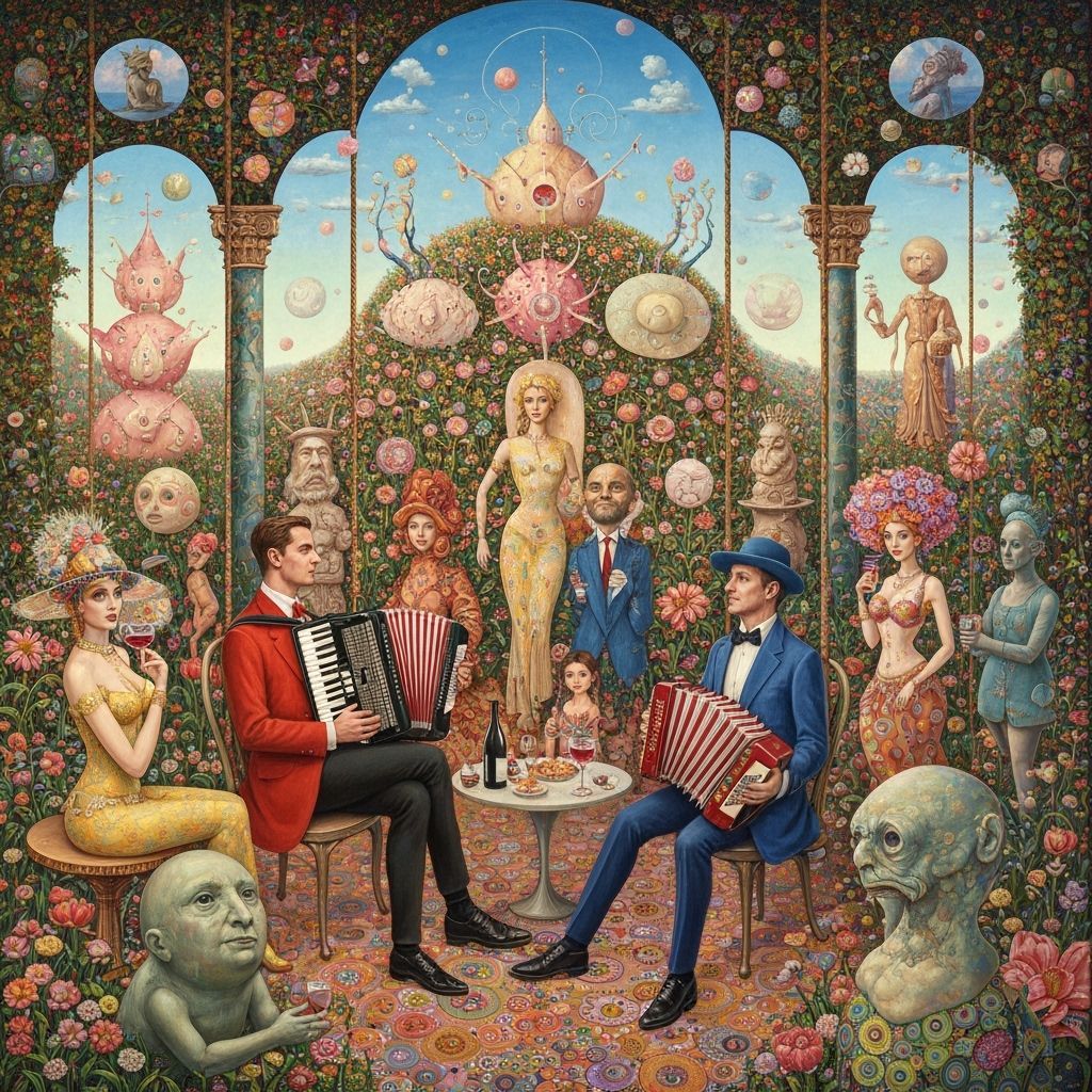 Surreal Garden Party at Galaxy's End: Maximalist Art