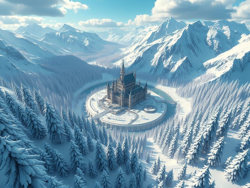 Winter Kingdom in Epic 3D Animation Style