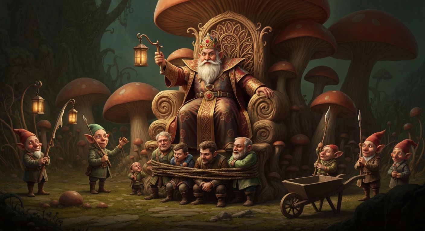 Gnome King's Judgment: A Whimsical Matte Painting