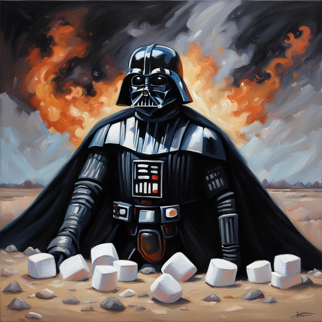 Marshmallow Darth Vader as Oil Painting