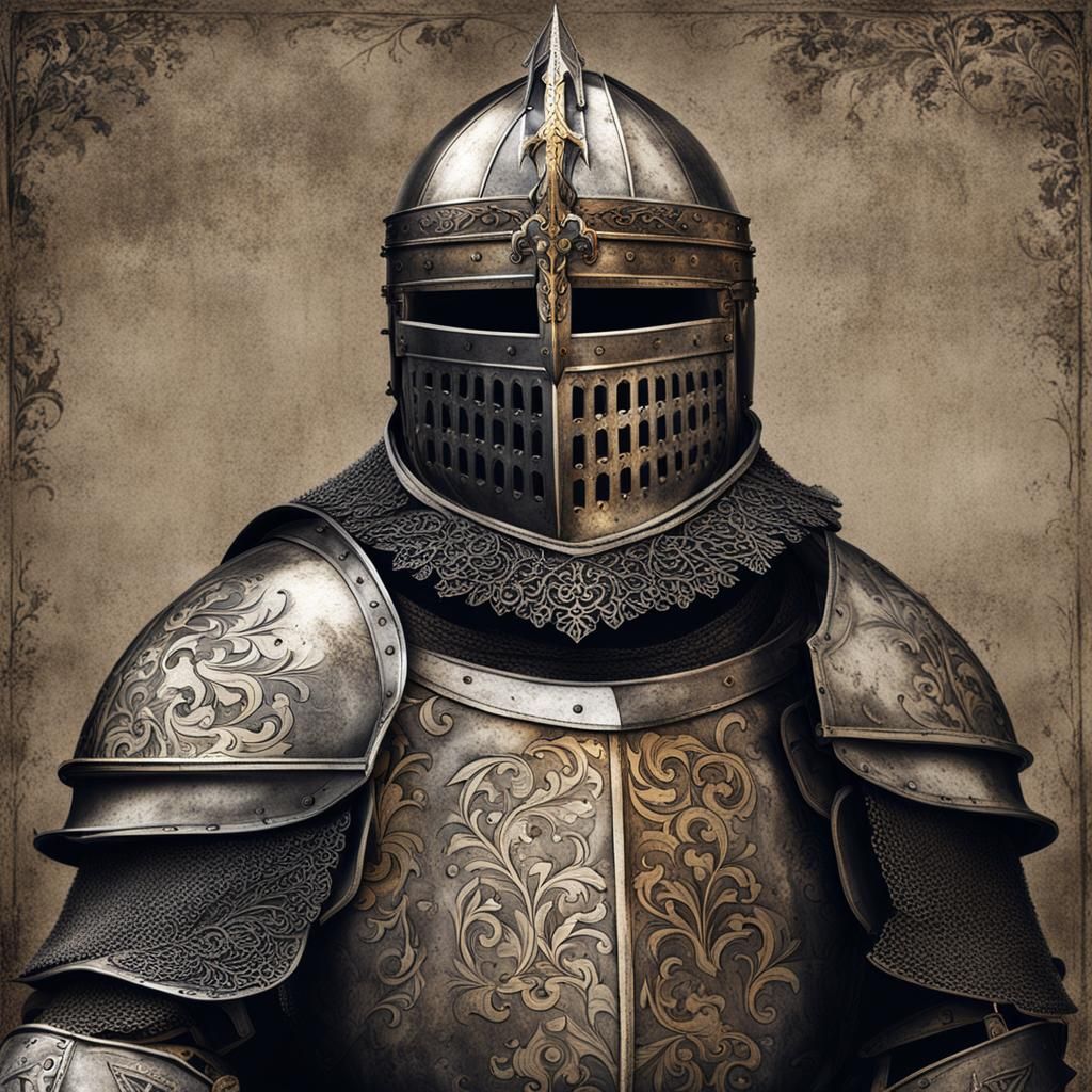 Medieval Knight with Intricate Helmet
