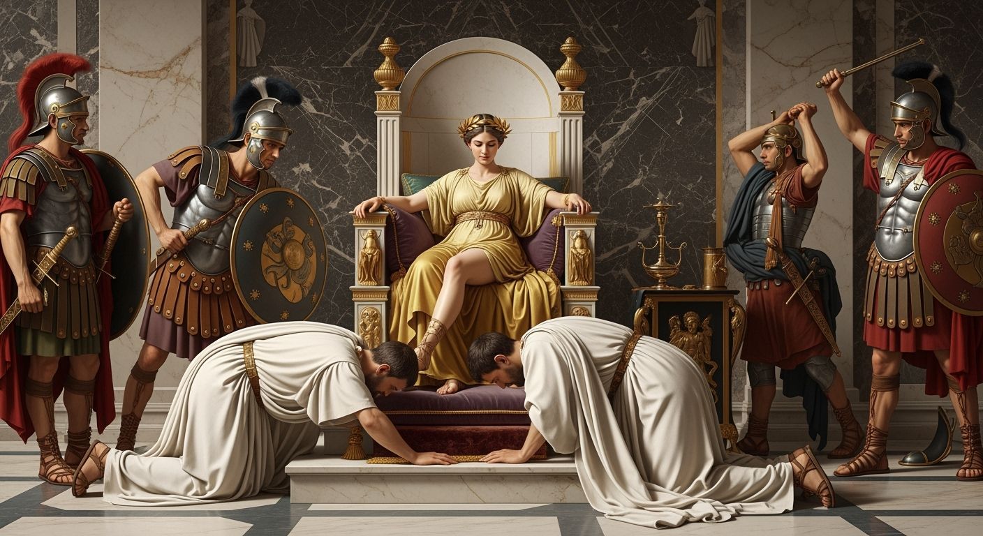 Empress Messalina on a Throne in Ancient Rome Palace