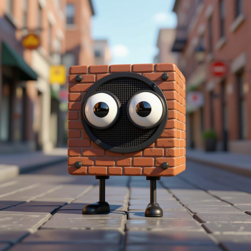 Realistic Speaker-Brick Hybrid with Eyes and Legs