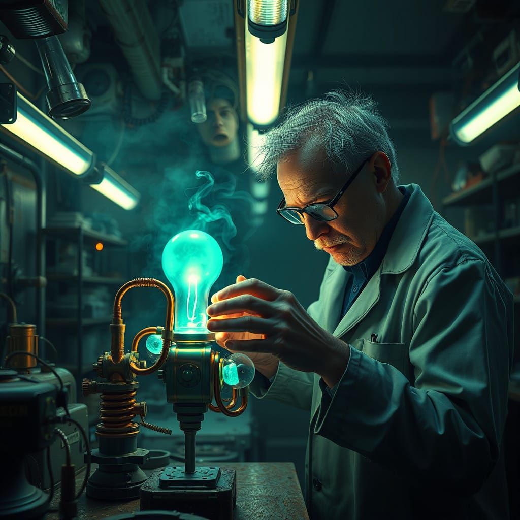 Brilliant Scientist in a Secretive Laboratory Crafting Myste...