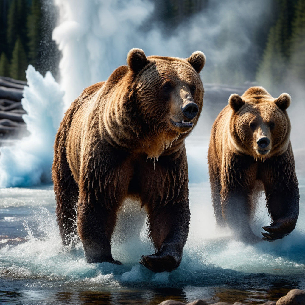 Grizzly Bear in a Dramatic Salmon Run Landscape