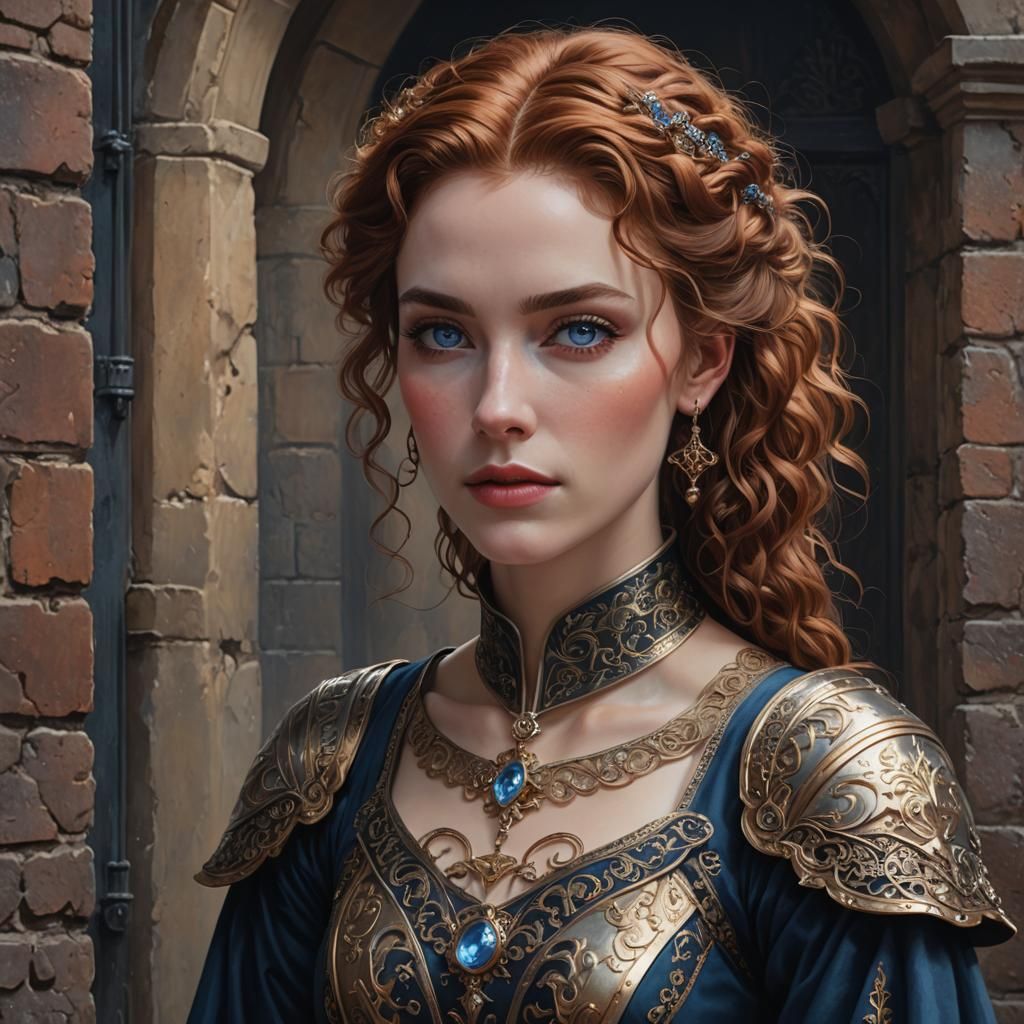 Androgynous Transgender in Medieval Dress: Acrylic Painting