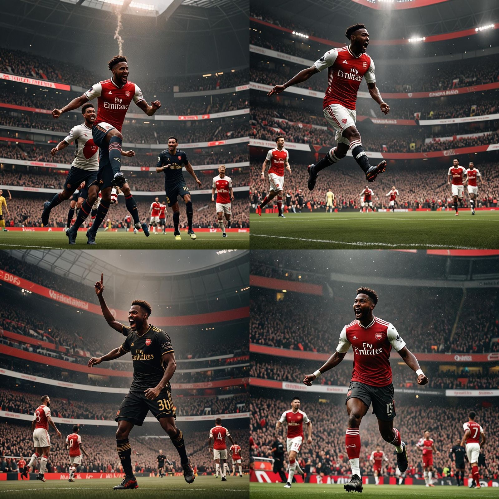 Arsenal Player Celebrates Goal: Detailed Matte Painting
