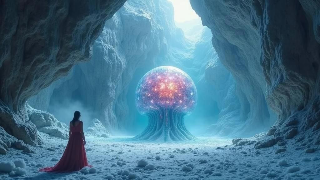 Icy Crystal Mandelbulb Psychedeliscape Portrait