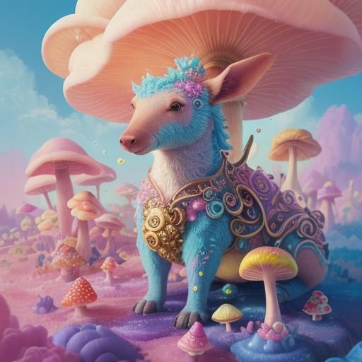 Candy Armored Aardvark in Whimsical Fantasy World