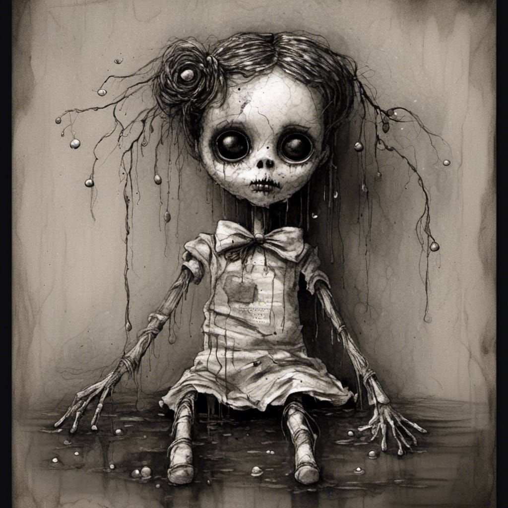 Intricate Voodoo Doll in Gothic Dark Academia Style