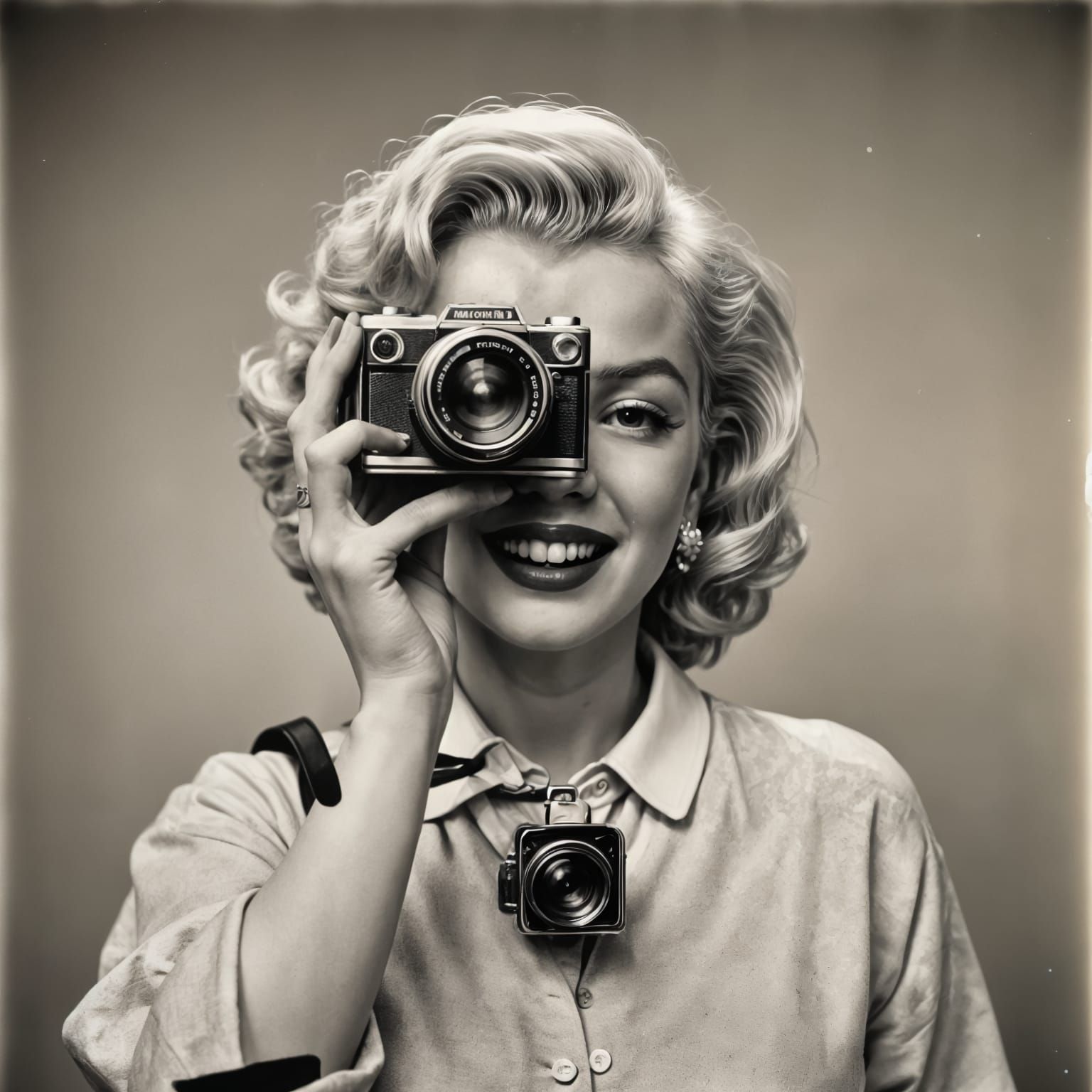 Glamorous Vintage Hollywood Icon Takes a Flirtatious Self-Po...