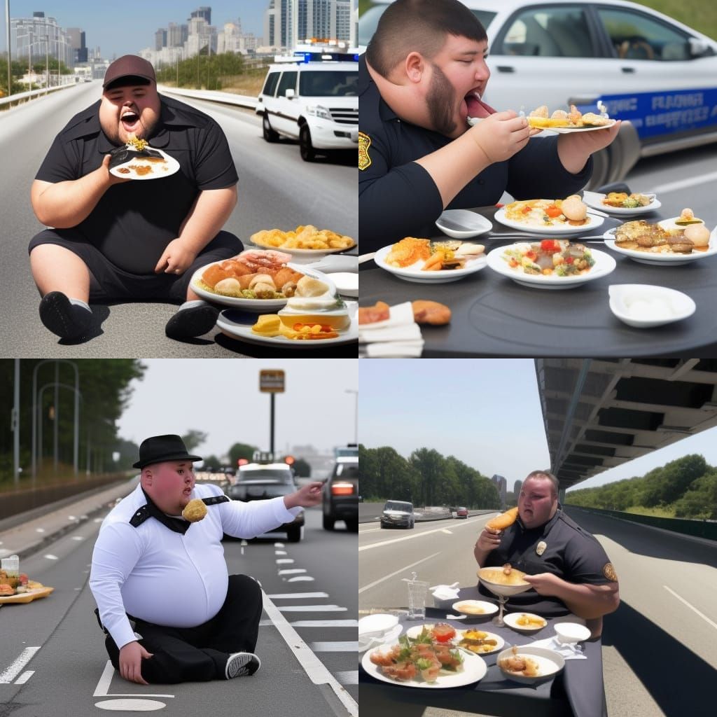 Unexpected Breakfast: Man Eats on Highway