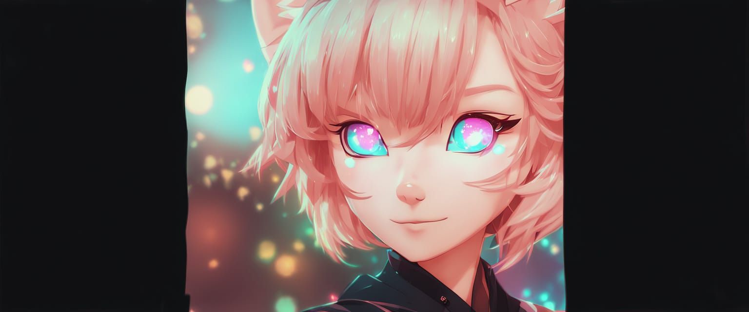 Kawaii Neko Girl Portrait in Anime Style