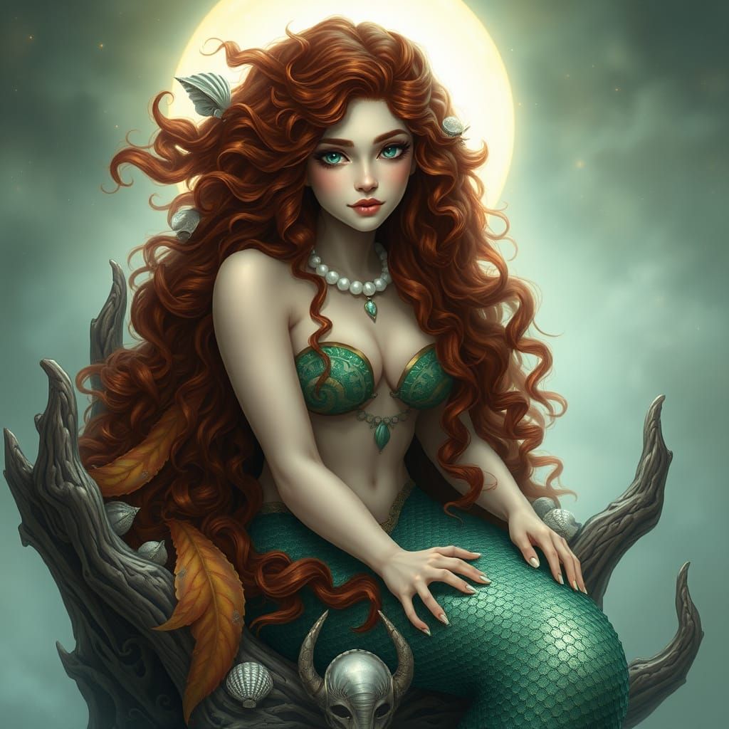 Mystical Mermaid Witch in Dreamy Digital Art