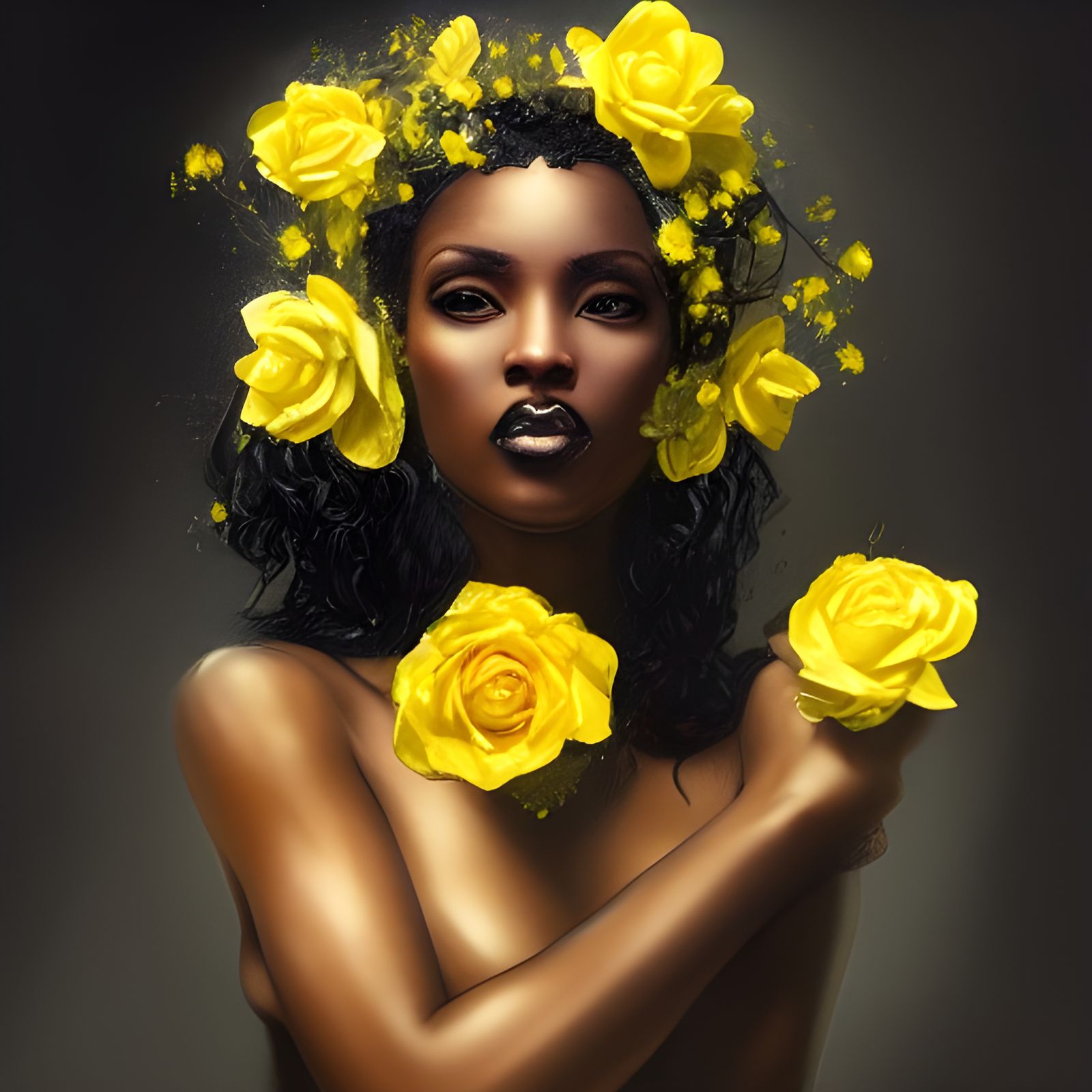 Striking Portrait of Woman with Roses