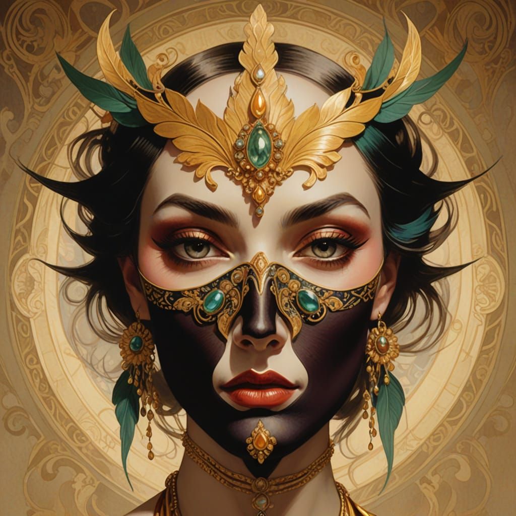 Elegant Woman in Luxurious Jugendstil Setting