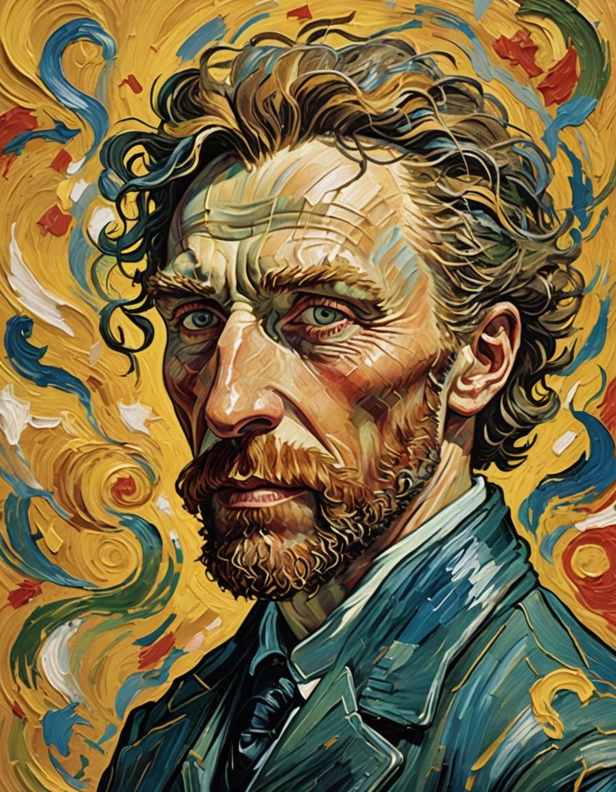 Man Reading Comic Book in Art Nouveau Style