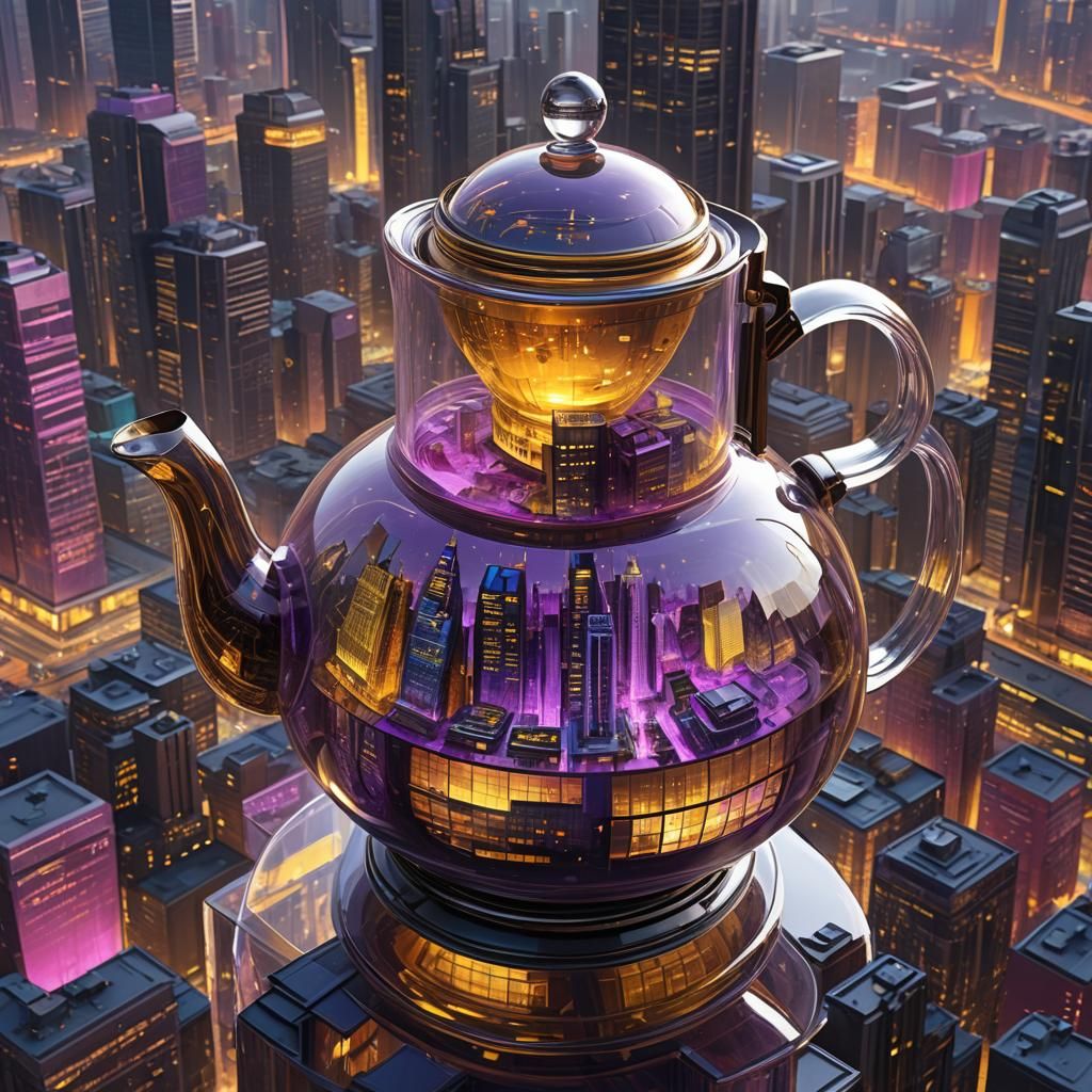 City in Teapot: Dark Fantasy Concept Art