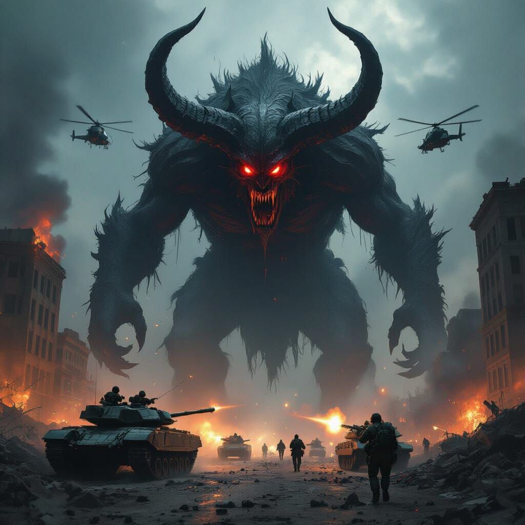 Giant Demon Attacks City, Army Fights Back in Dark Fantasy A...
