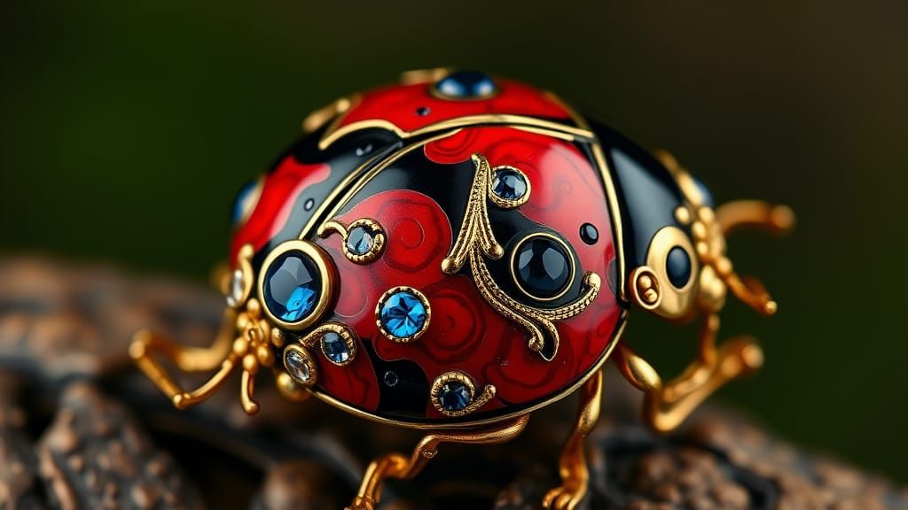 Ornate Ladybug Masterpiece in Baroque and Art Nouveau Style