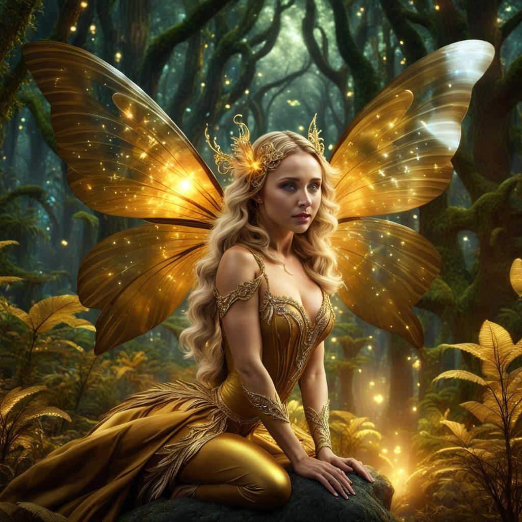 Tiger's Eye Crystal Fairy in Eerie Forest