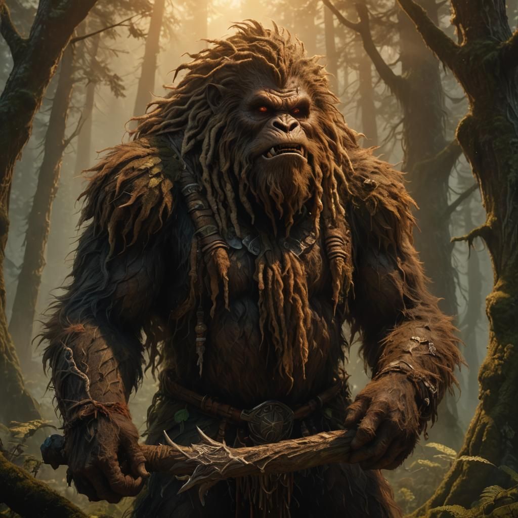 Bugbear Sasquatch in Misty Forest Concept Art