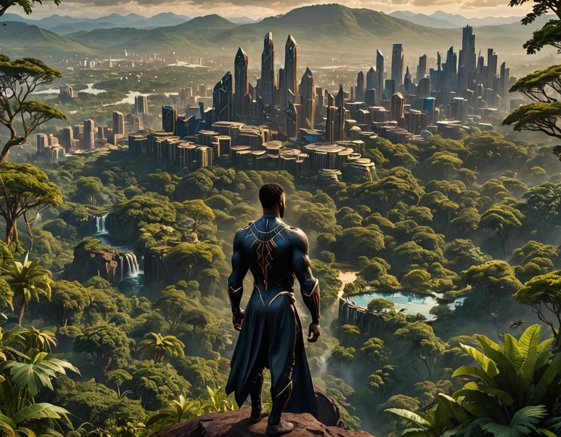 Black Panther Prince in Wakanda Forest: Detailed Matte Paint...