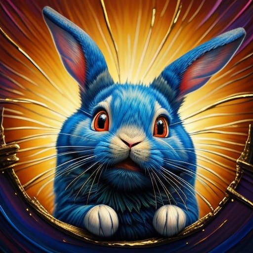 Surreal Rabbit Laughing: A Vibrant Oil Painting