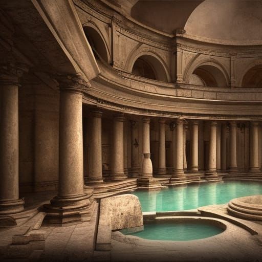Epic Greco-Roman Bath Digital Matte Painting