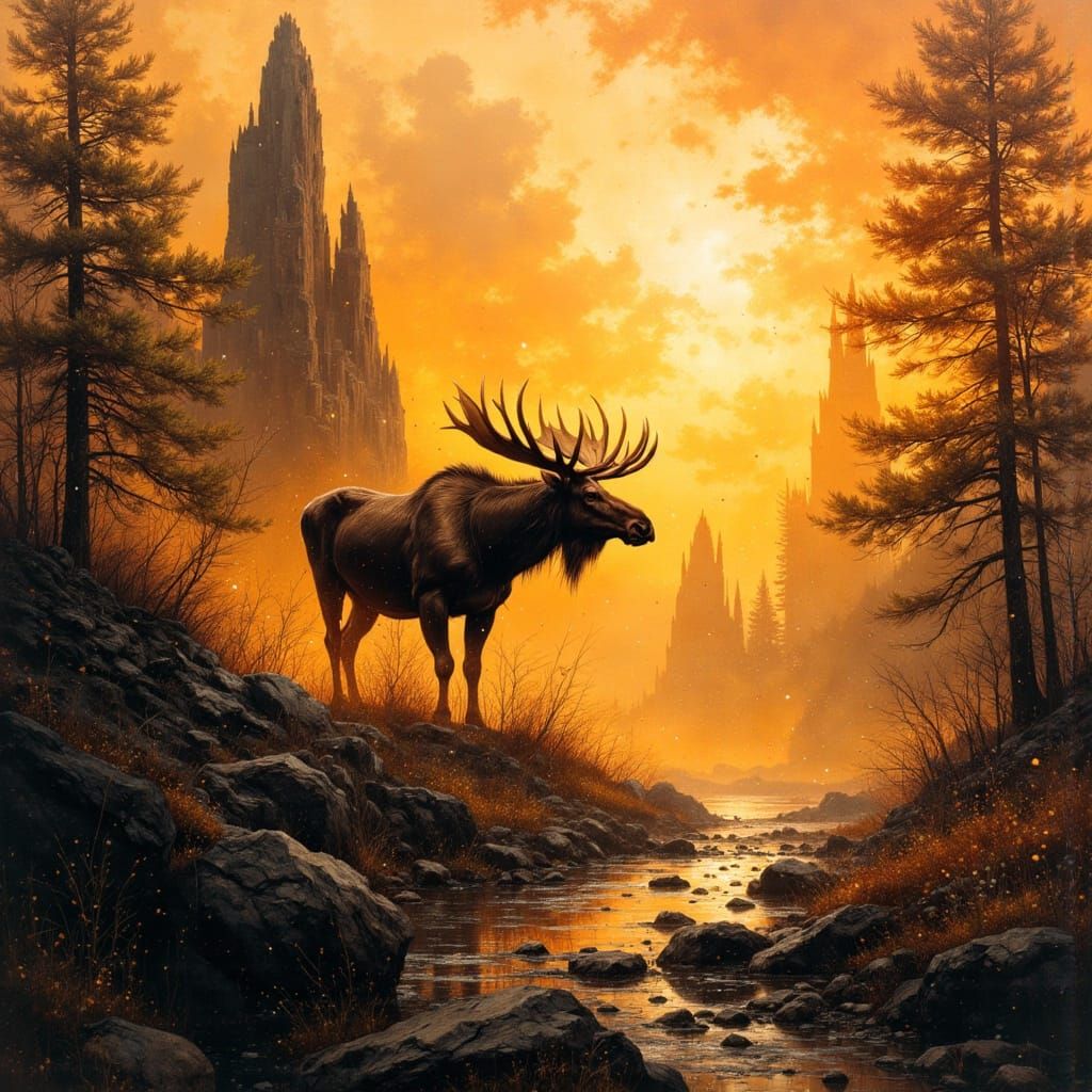 Moose at the golden hour.