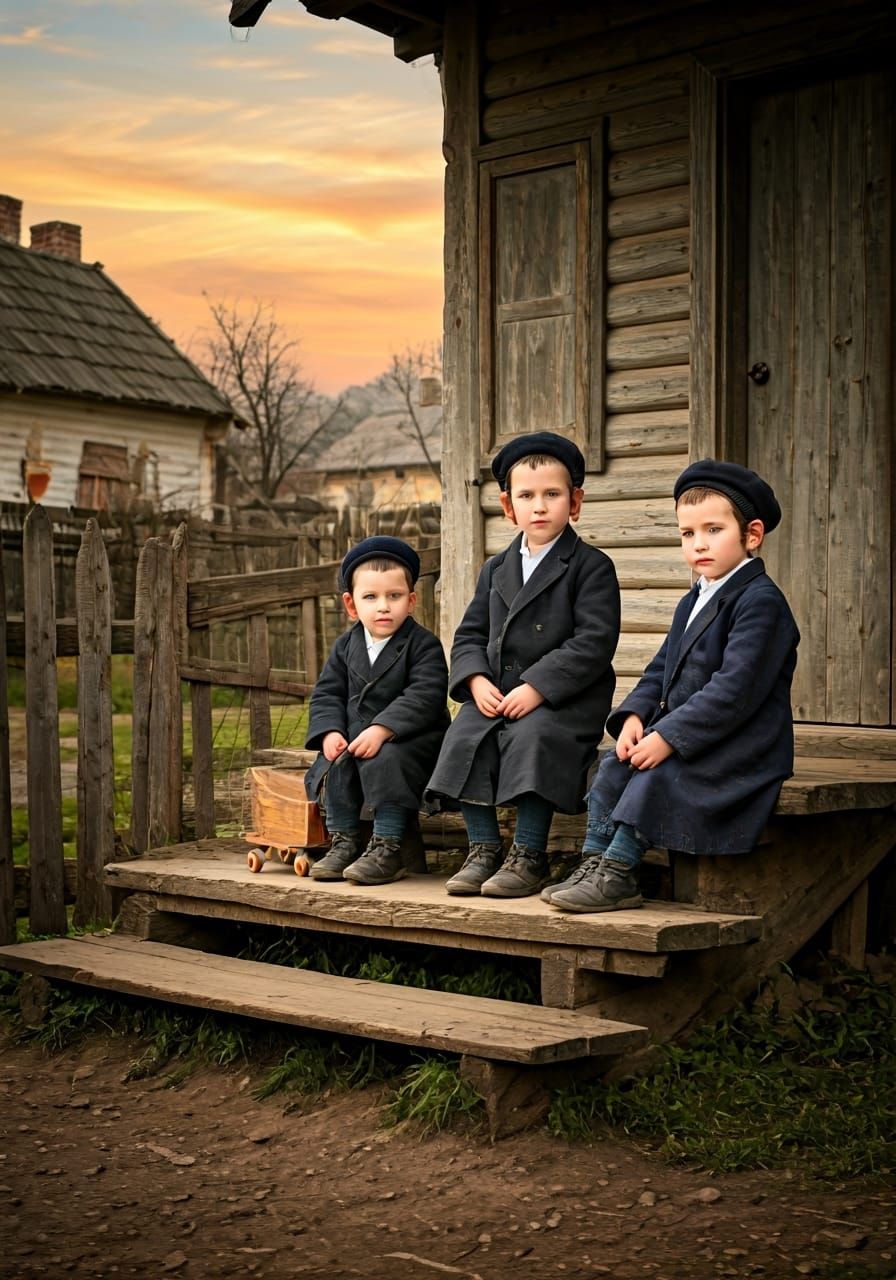 Peaceful Evening in a 1900s Jewish Shtetl