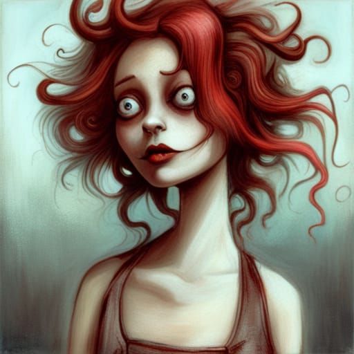 Gothic Character Portrait in Burtonesque Style