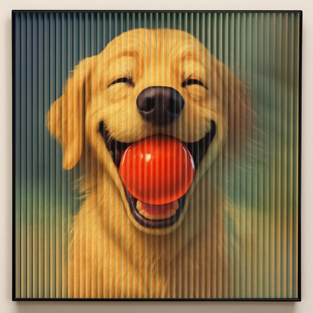 Dog With Ball: 3D Lenticular Illusion Artwork