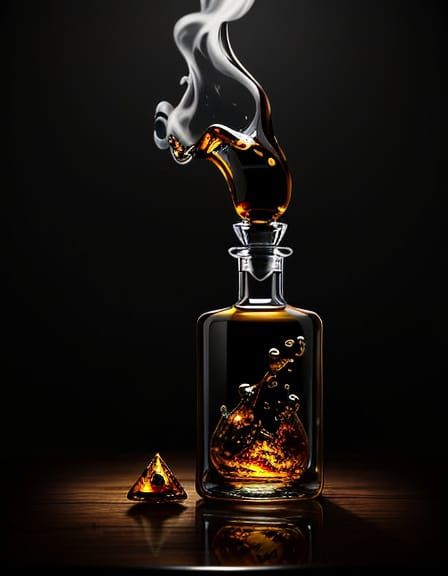 Surreal Whiskey Bottle Oil Painting in Dali Style