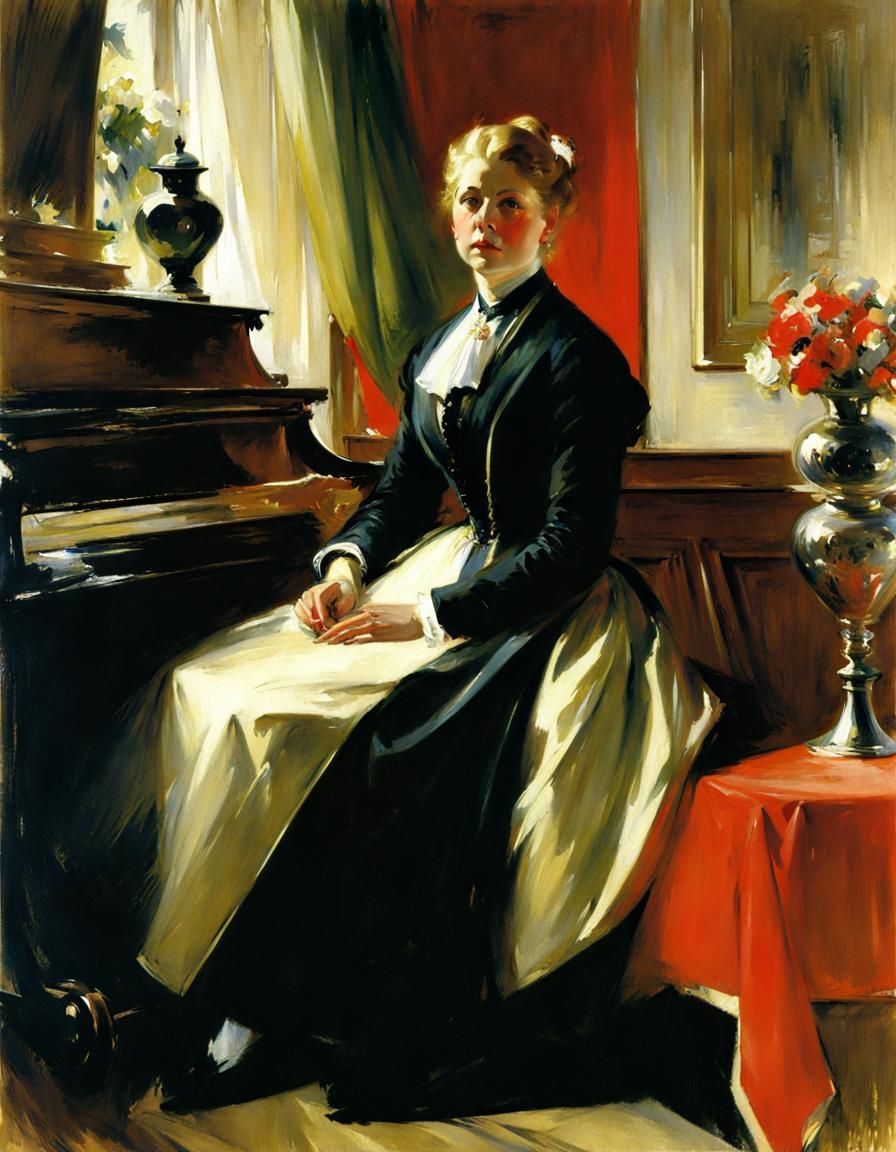 Elegant Portrait in the Style of Impressionism