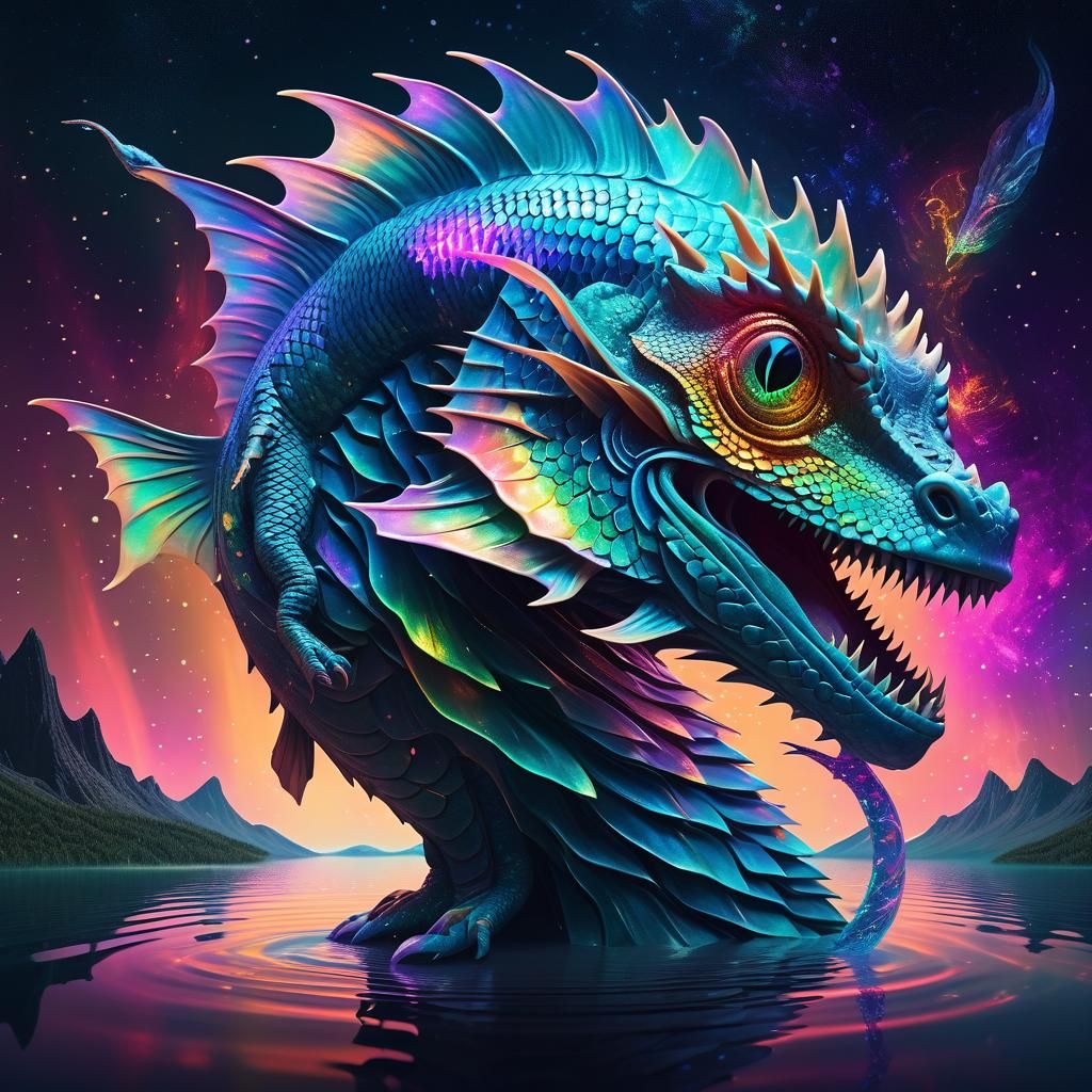 Mythical Creature Fusion Art in Astral Colors