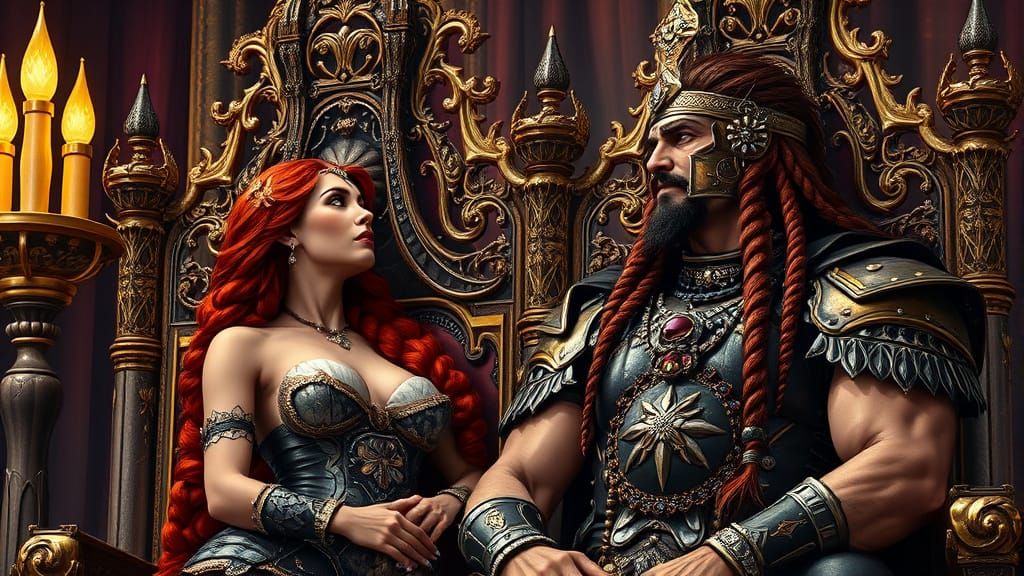 Dark Fantasy Emperor Conan in Lavish Throne Room