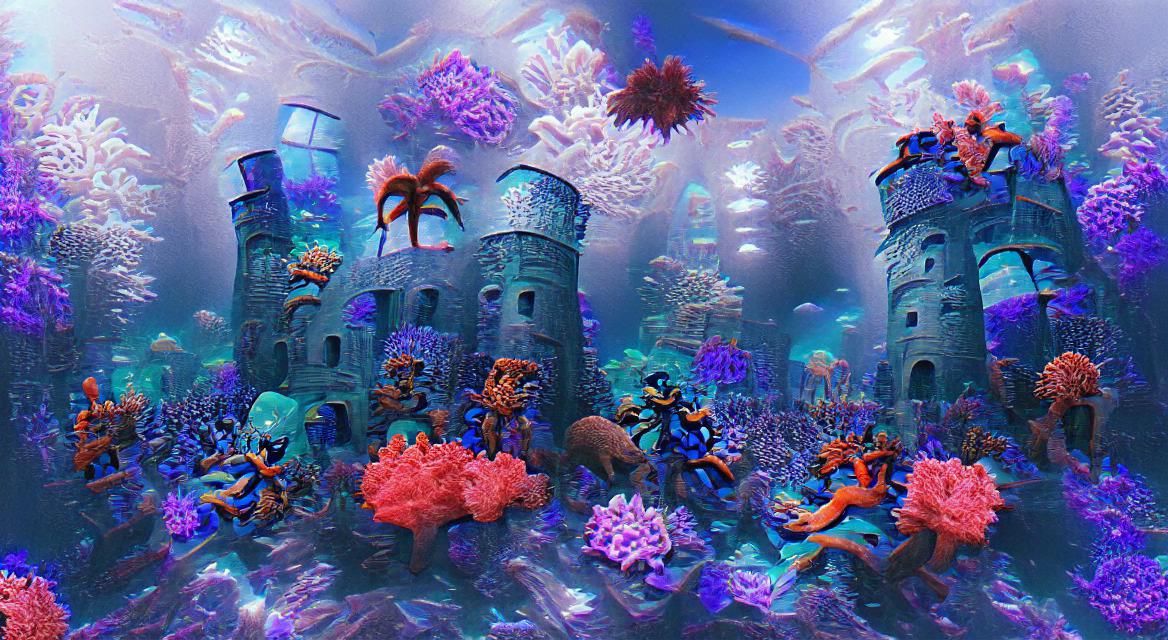 Underwater Paradise with Coral Reef and Aqua Castle