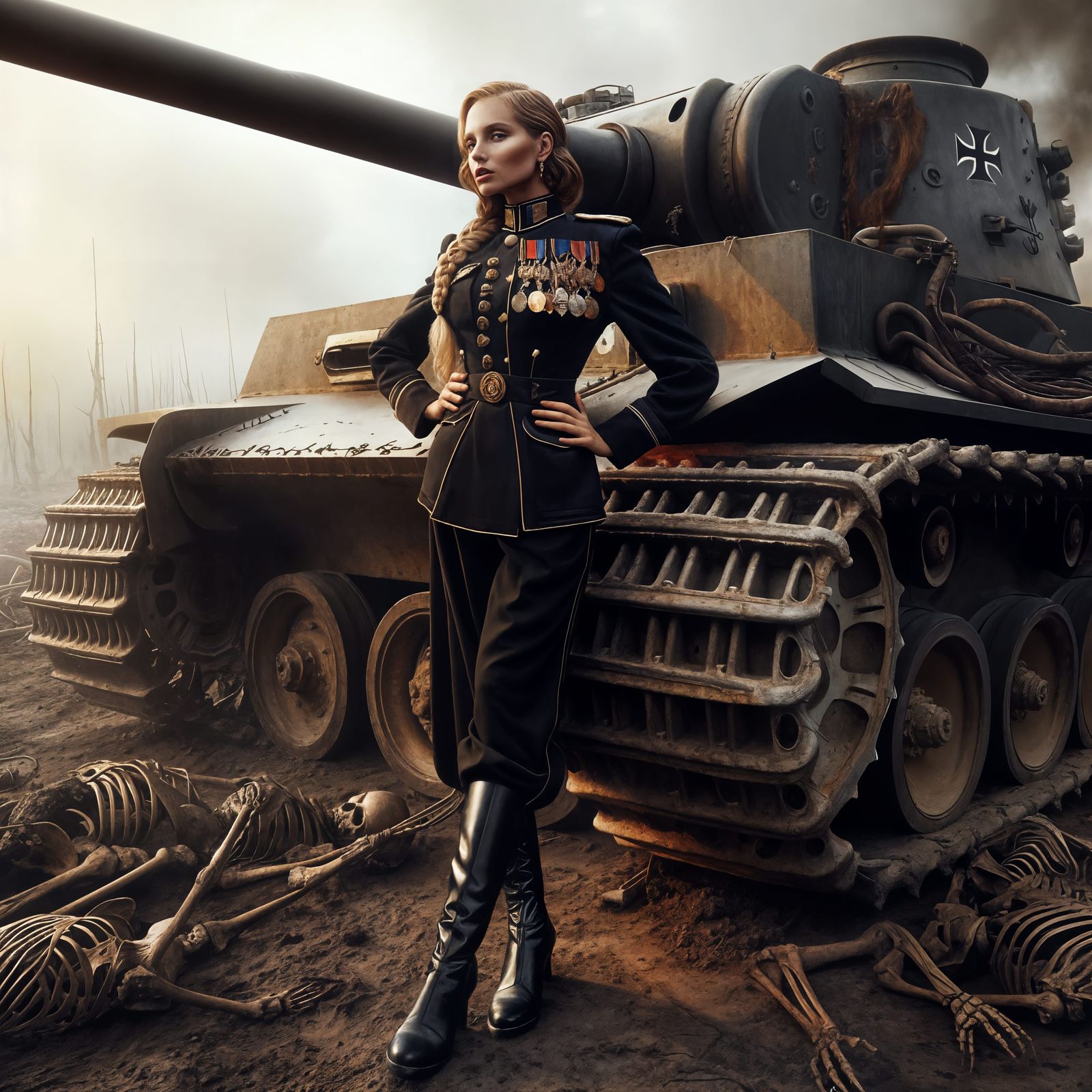 WWII German Tank Commander in Dreamlike Setting