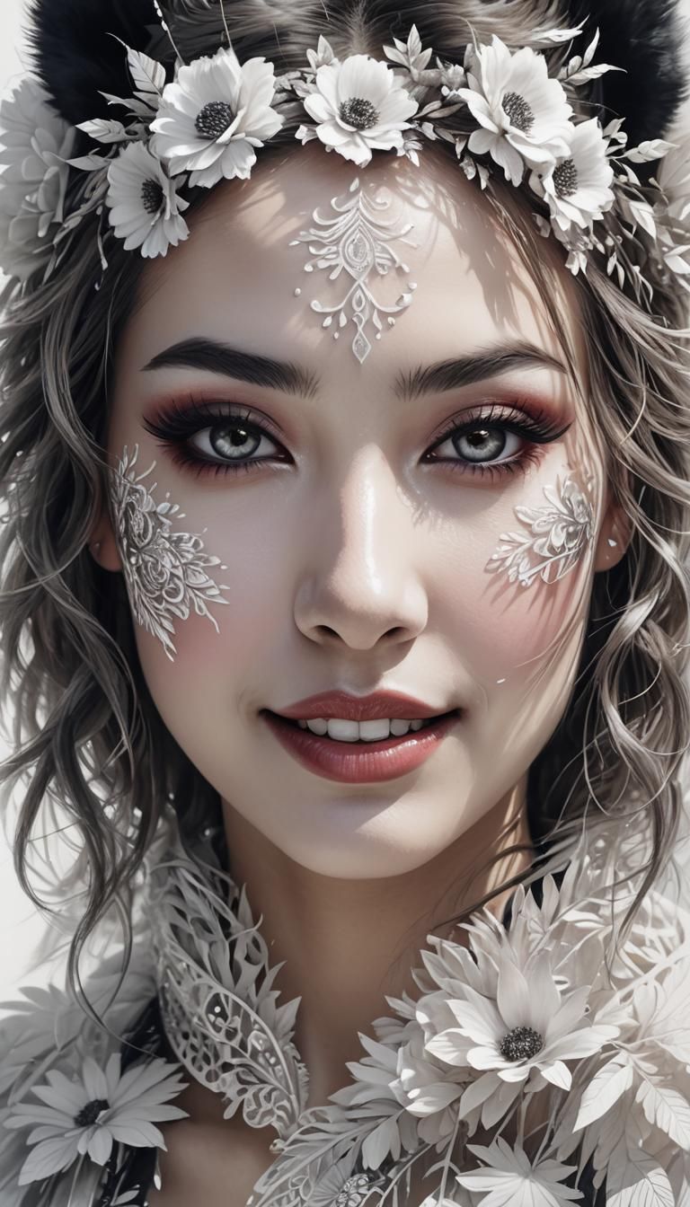 Panda Girl with Expressive Eyes in Pop-Art Style