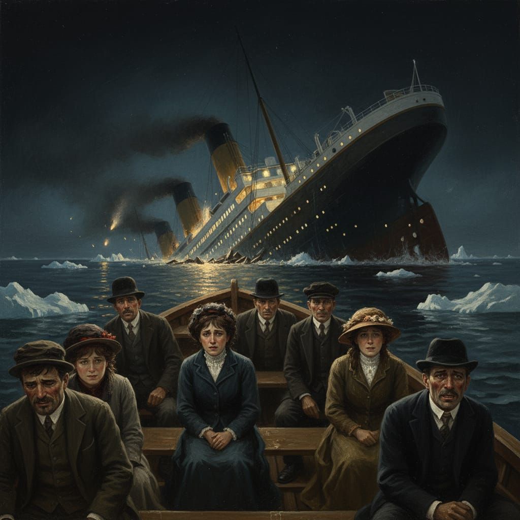 Titanic Sinks At Night: Lifeboat Survivors Watch in Despair